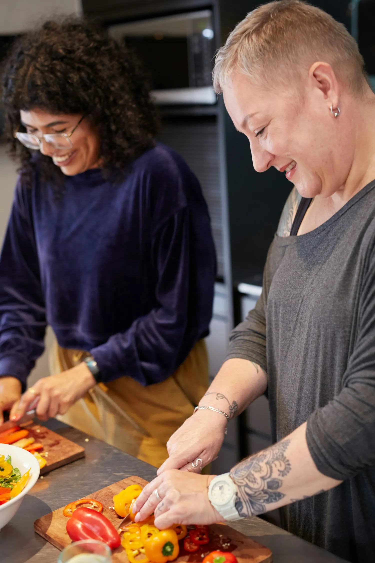Nutrition coaching in Langley - parent and child cooking healthy food together at home